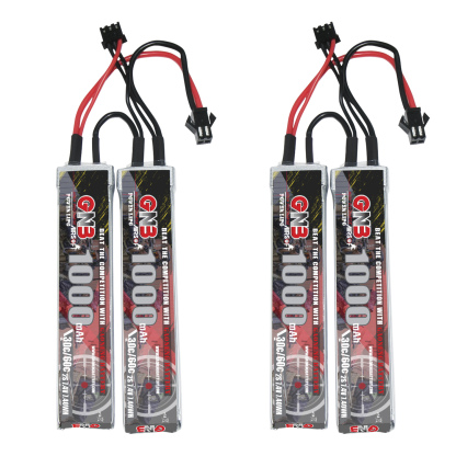 2PCS - GAONENG GNB 2S 7.4V 1000mAh 30C SM Plug 2cells LiPo Battery for AirSoft