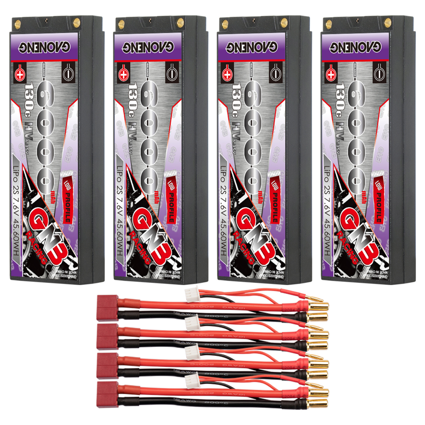 GAONENG GNB LiHV 2S 7.6V 6000mAh 130C LCG 5mm Bullet Hard Case LiPo Battery