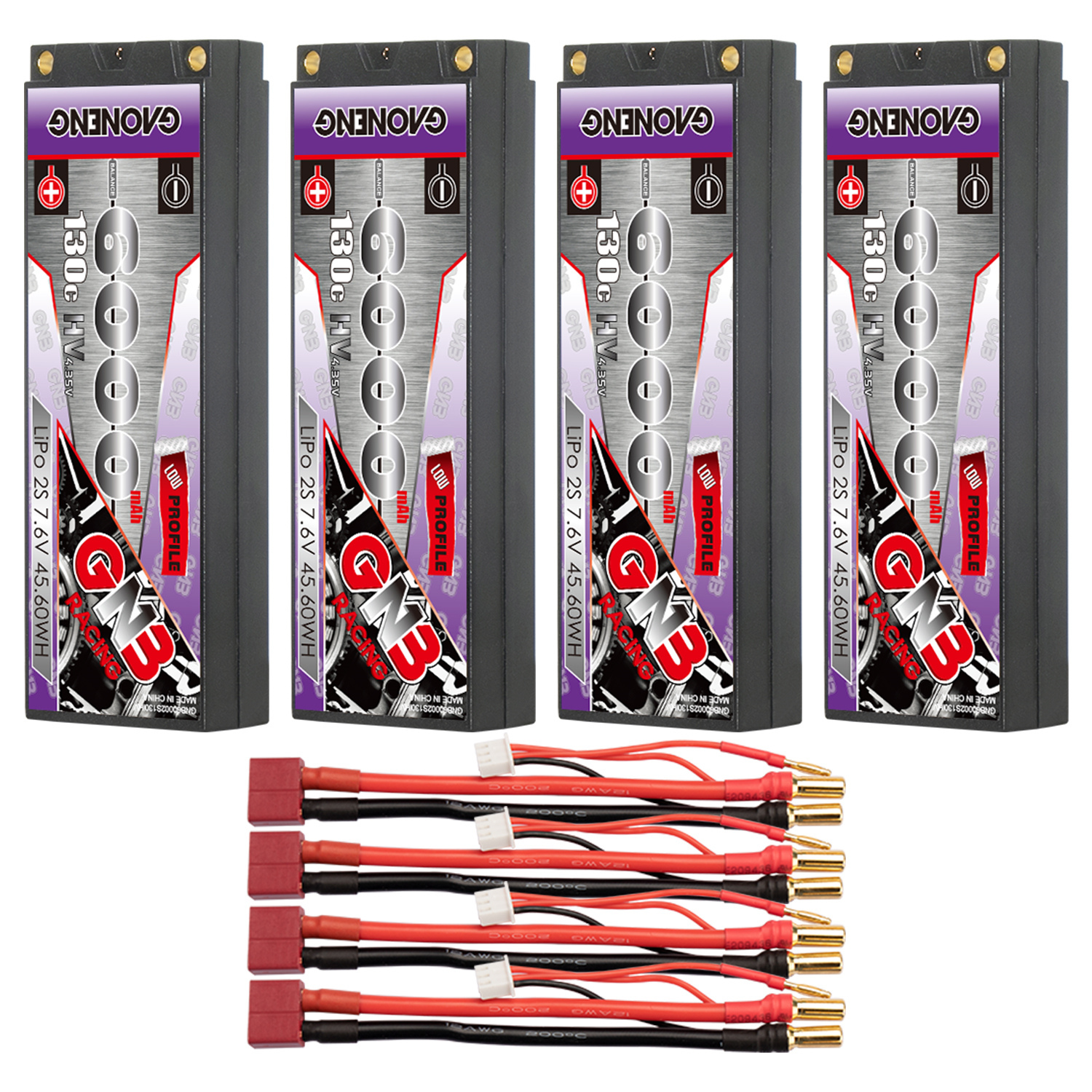 GAONENG GNB LiHV 2S 7.6V 6000mAh 130C LCG 5mm Bullet Hard Case LiPo Battery