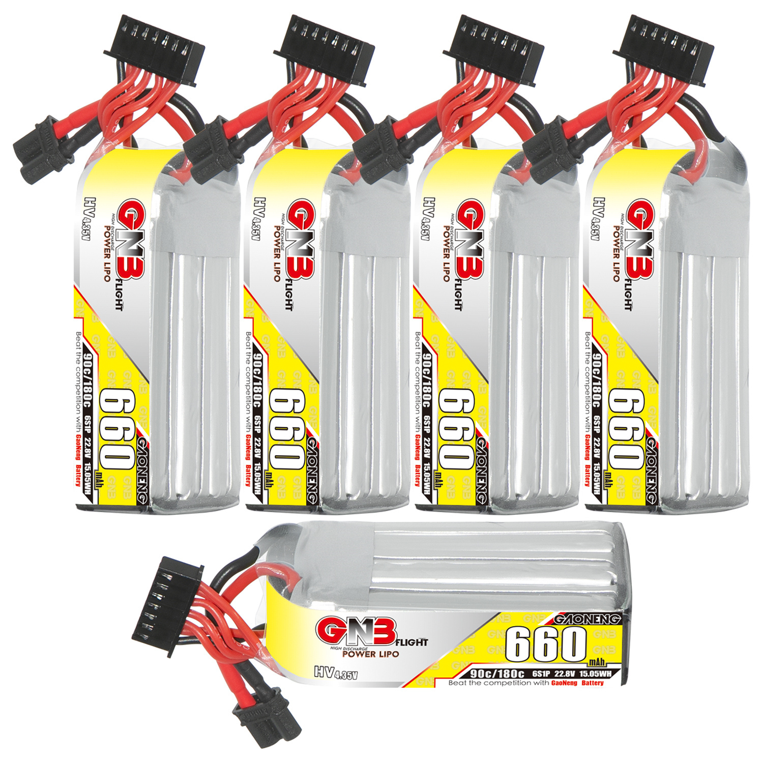 GAONENG GNB LiHV 6S 22.8V 660mAh 90C XT30 LiPo Battery Long Type