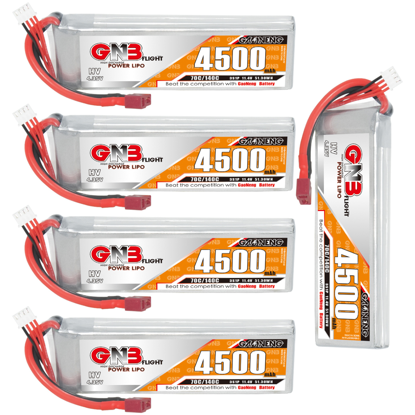GAONENG GNB LiHV 3S 11.4V 4500mAh 70C LiPo Battery T-PLUG