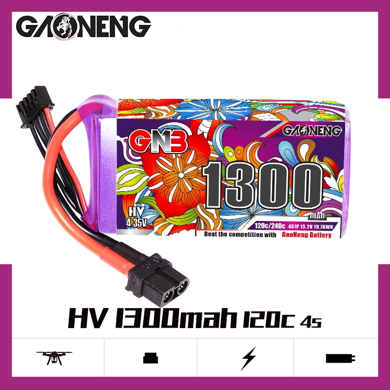 2PCS - GAONENG GNB LiHV 4S 15.2V 1300mAh 120C XT60 LiPo Battery