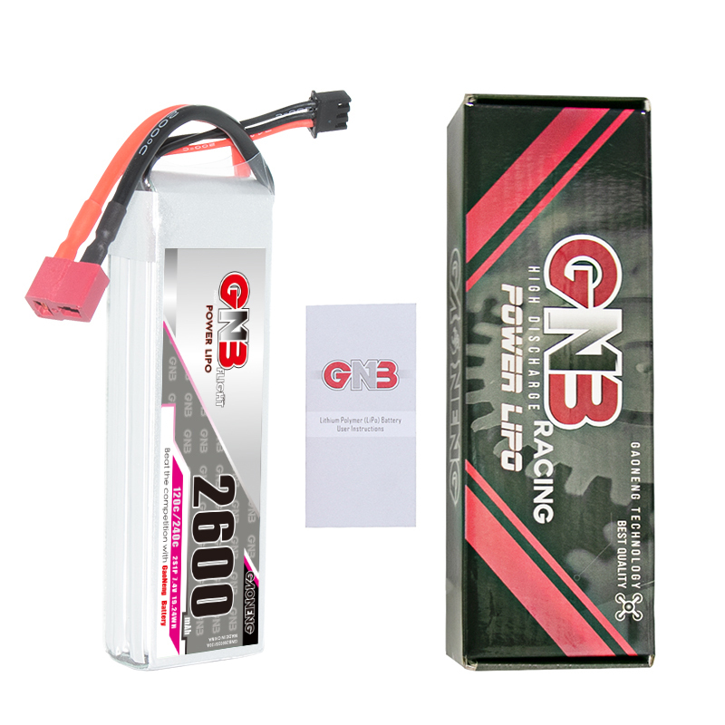 2PCS - GAONENG GNB 2S 7.4V 2600mAh 120C LiPo Battery T-Plug