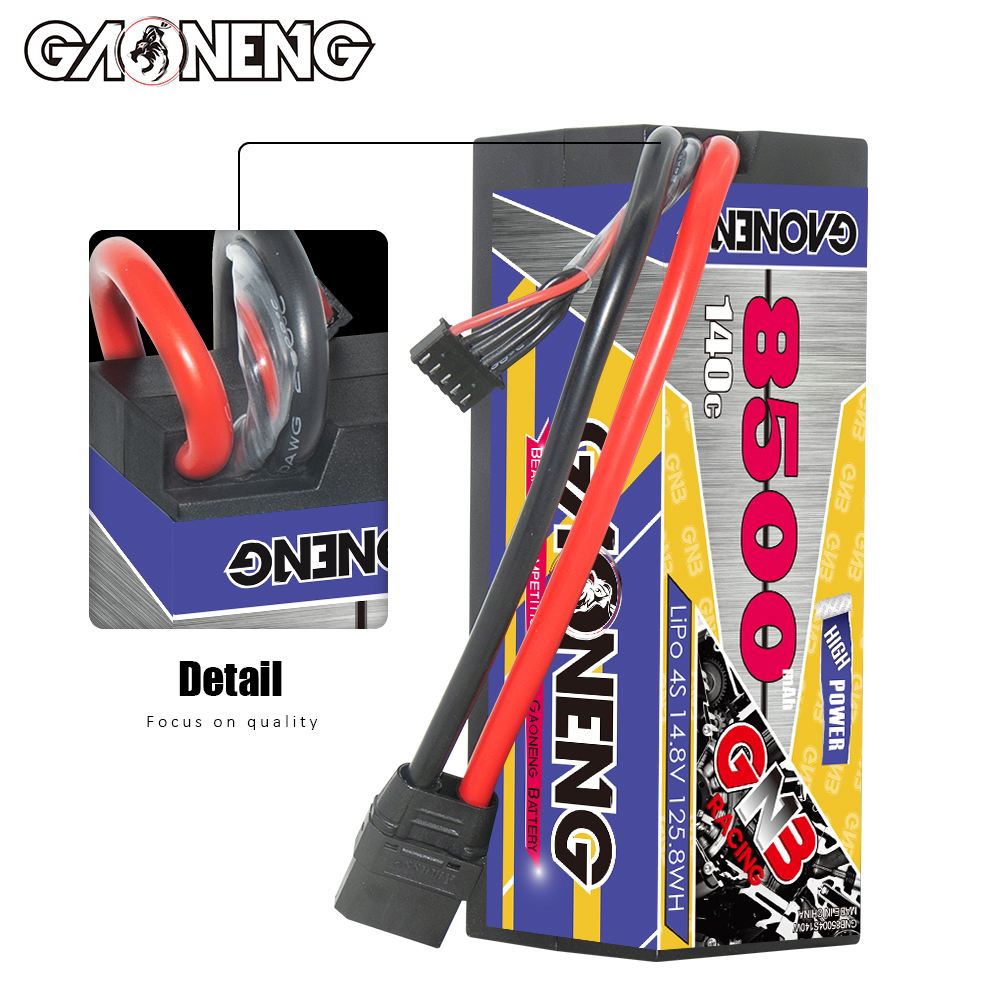 1PC - GAONENG GNB 4S 14.8V 8500mAh 140C Cabled Hard Case LiPo Battery XT90