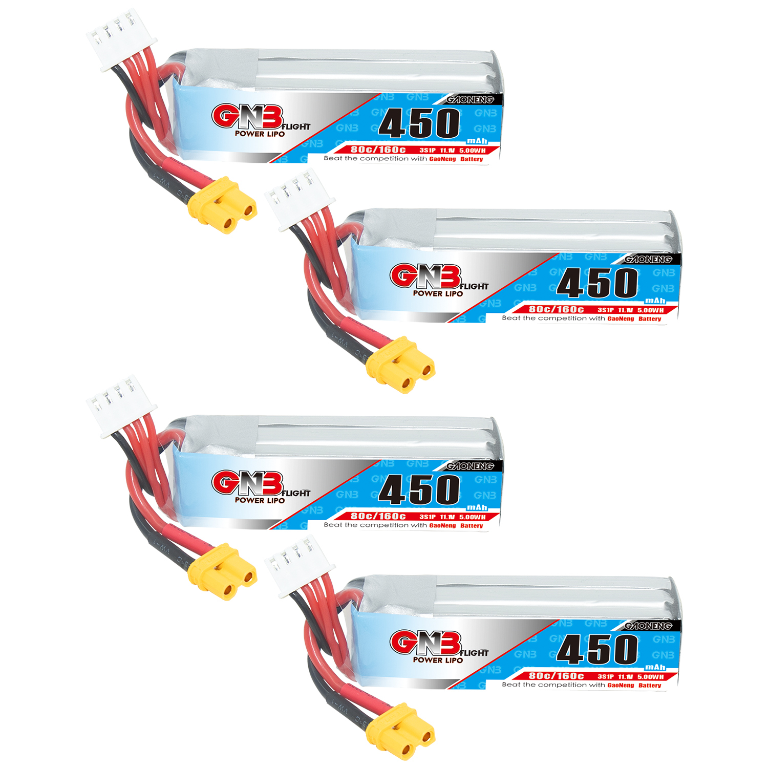 GAONENG GNB 3S 11.1V 450mAh 80C XT30 LiPo Battery Long Type