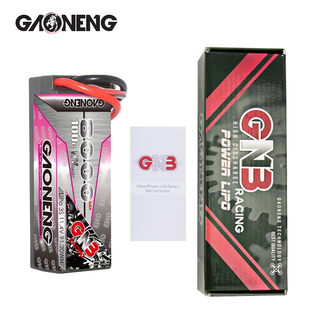 GAONENG GNB LiHV 3S 11.4V 8000mAh 100C Cabled Hard Case LiPo Battery XT90