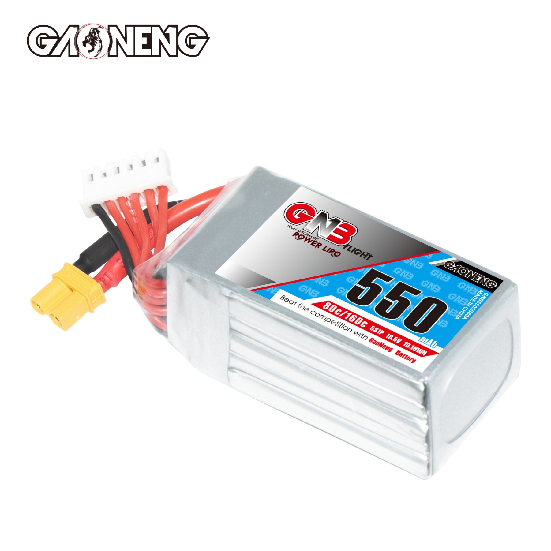 GAONENG GNB 5S 18.5V 550mAh 80C XT30 LiPo Battery Square Type