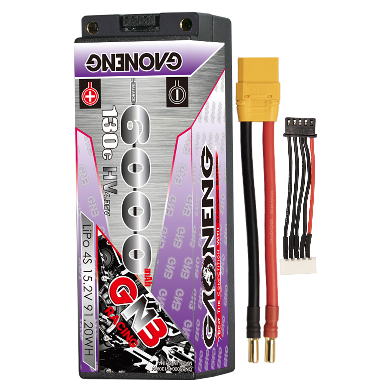 GAONENG GNB LiHV 4S 15.2V 6000mAh 130C 5mm Bullet Hard Case LiPo Battery