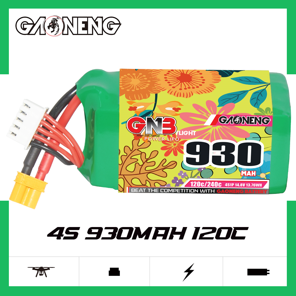 GAONENG GNB 4S 14.8V 930mAh 120C XT30 LiPo Battery