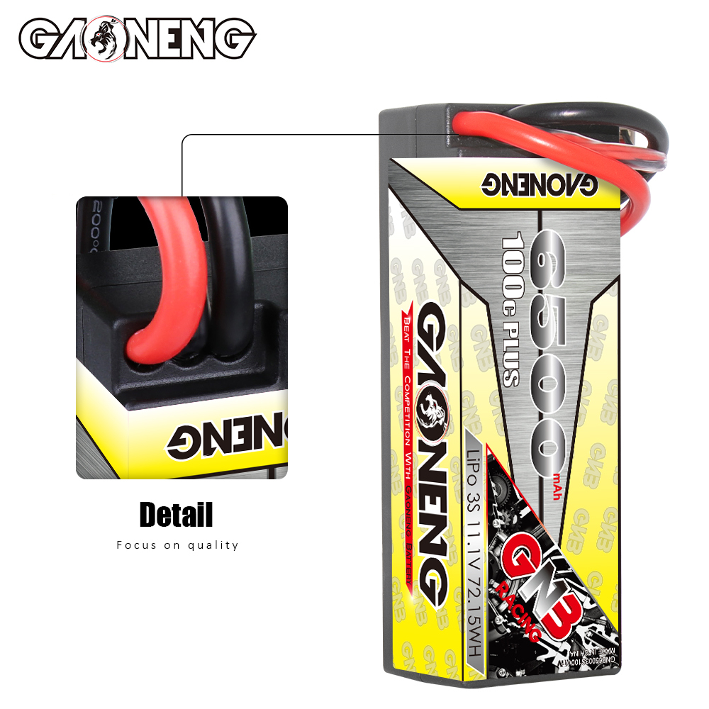 GAONENG GNB 3S 11.1V 6500mAh 100C Cabled Hard Case LiPo Battery XT90