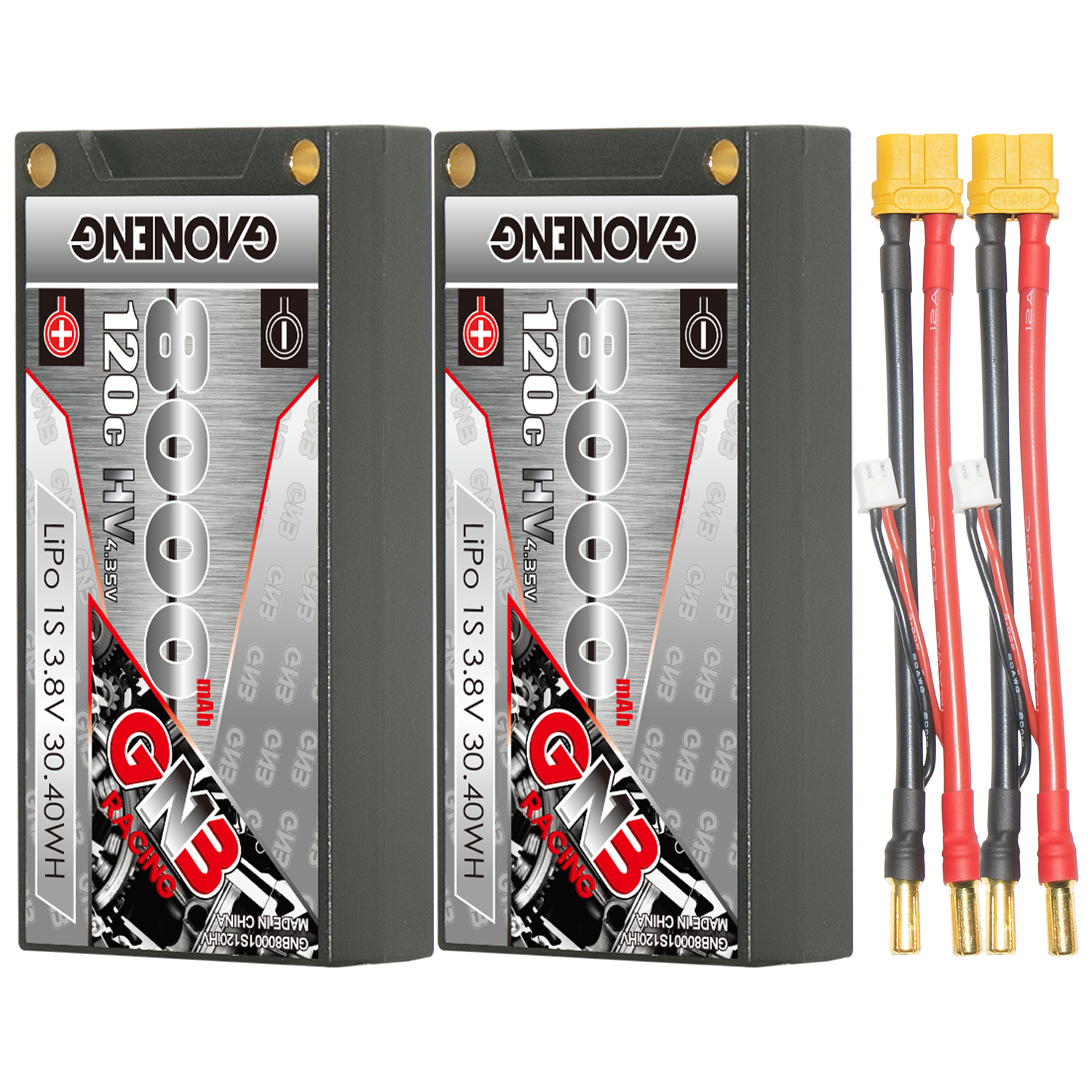 GAONENG GNB LiHV 1S 3.8V 8000mAh 120C 5mm Bullet Hard Case LiPo Battery