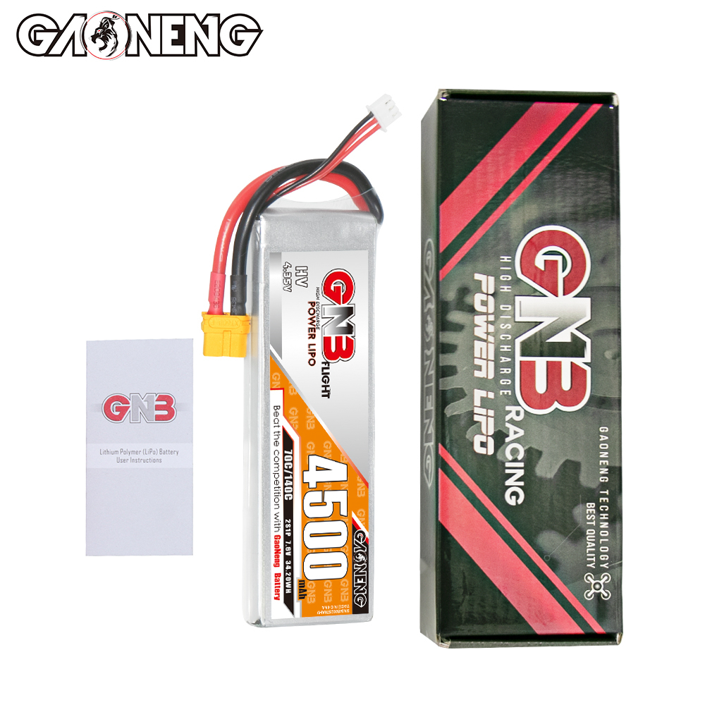 1PC - GAONENG GNB LiHV 2S 7.6V 4500mAh 70C LiPo Battery XT60