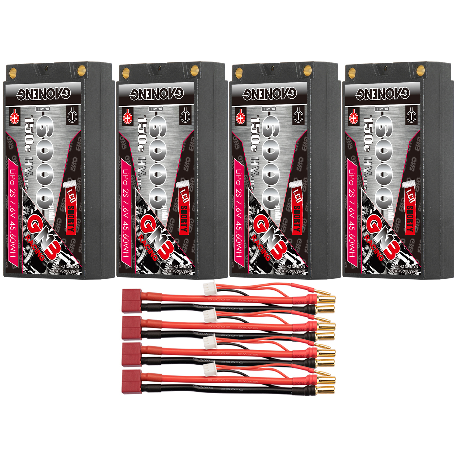 GAONENG GNB LiHV 2S 7.6V 6000mAh 150C LCG Shorty Pack 5mm Bullet Hard Case LiPo Battery