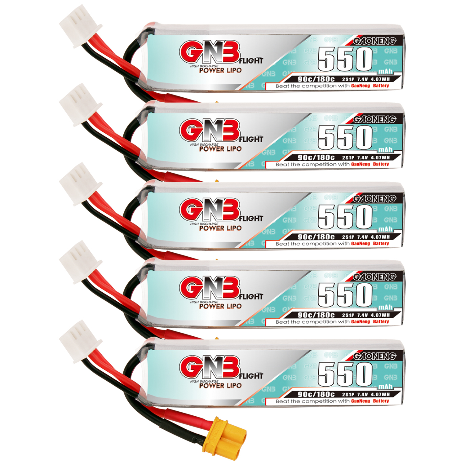 GAONENG GNB 2S 7.4V 550mAh 90C XT30 LiPo Battery Long Type