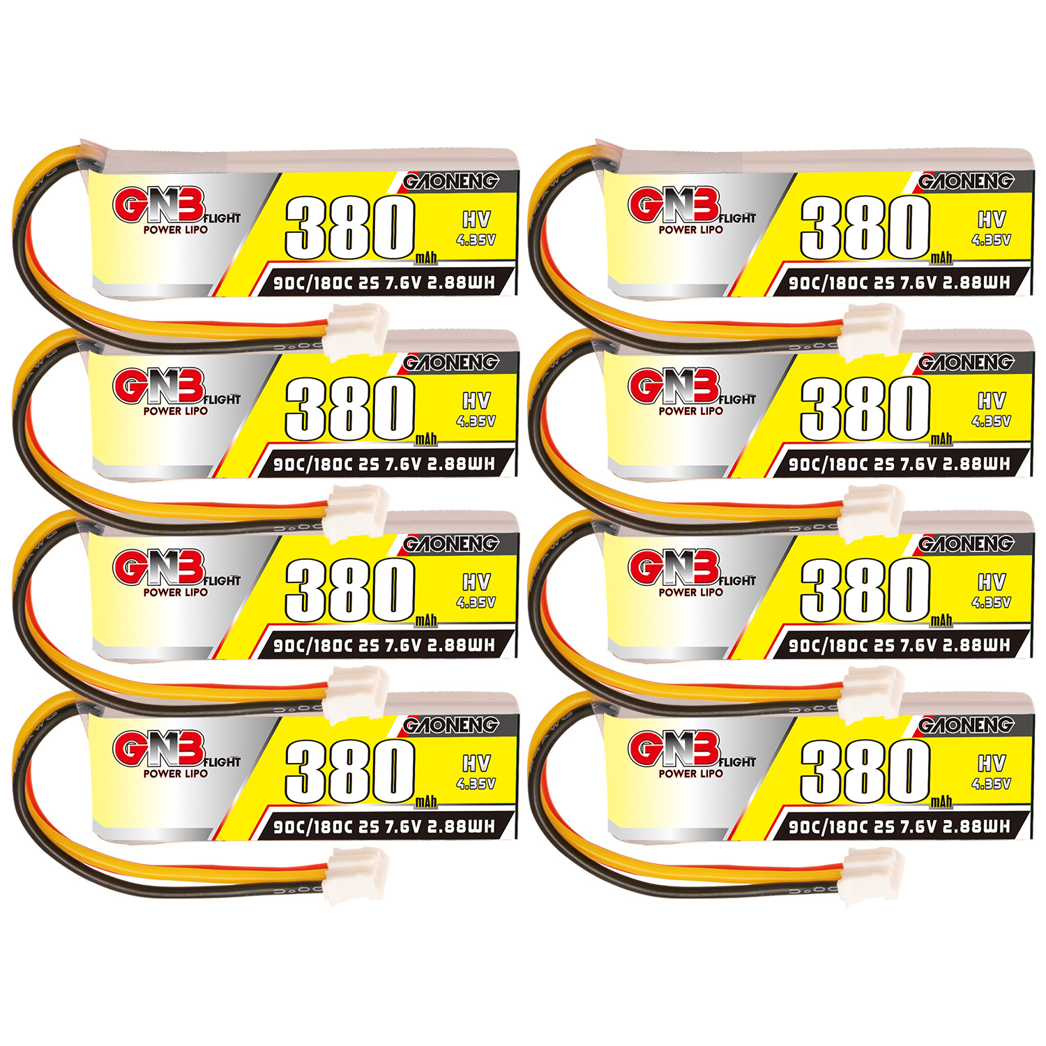 GAONENG GNB LiHV 2S 7.6V 380mAh 90C LiPo Battery PH2.0 3Pin Connector