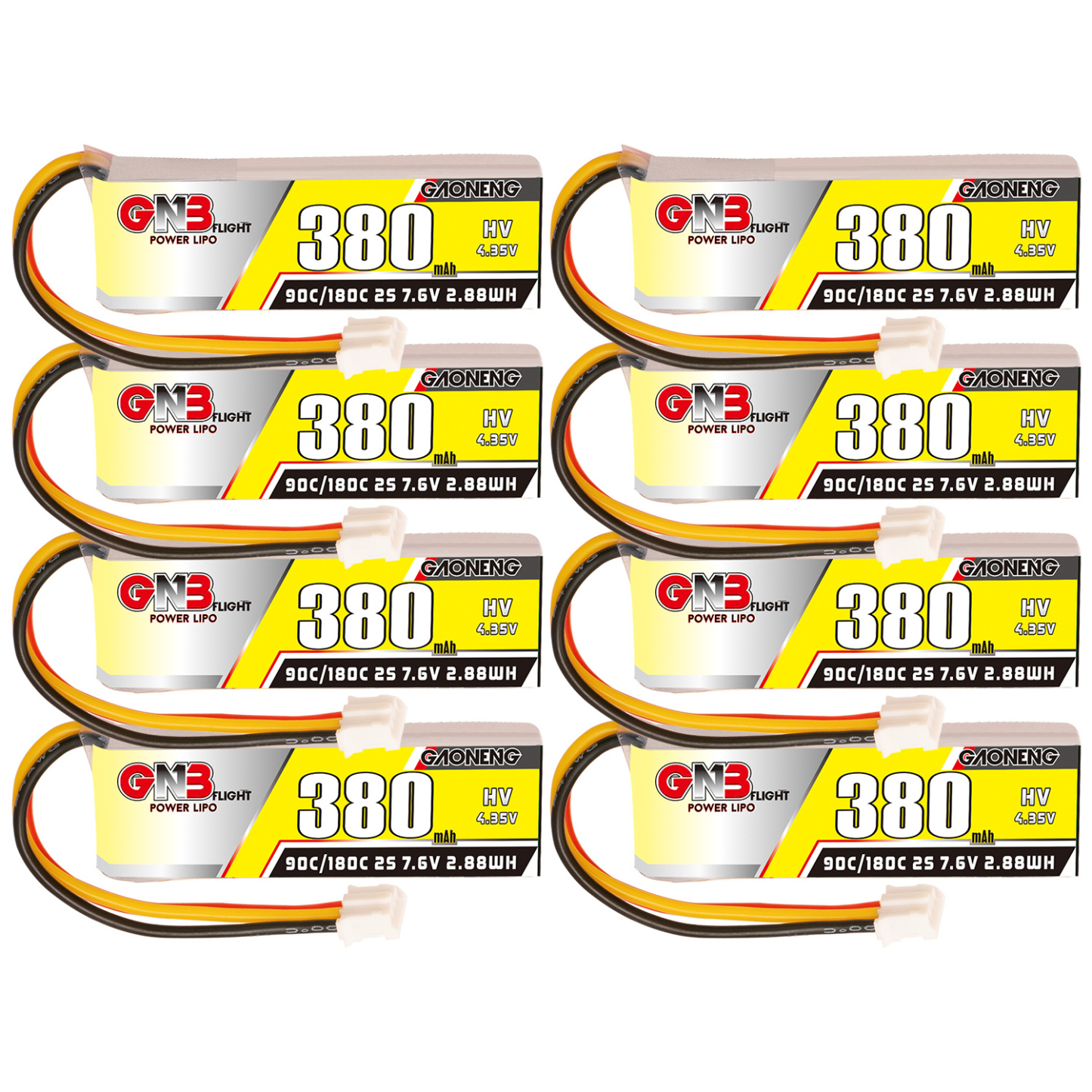 GAONENG GNB LiHV 2S 7.6V 380mAh 90C LiPo Battery PH2.0 3Pin Connector