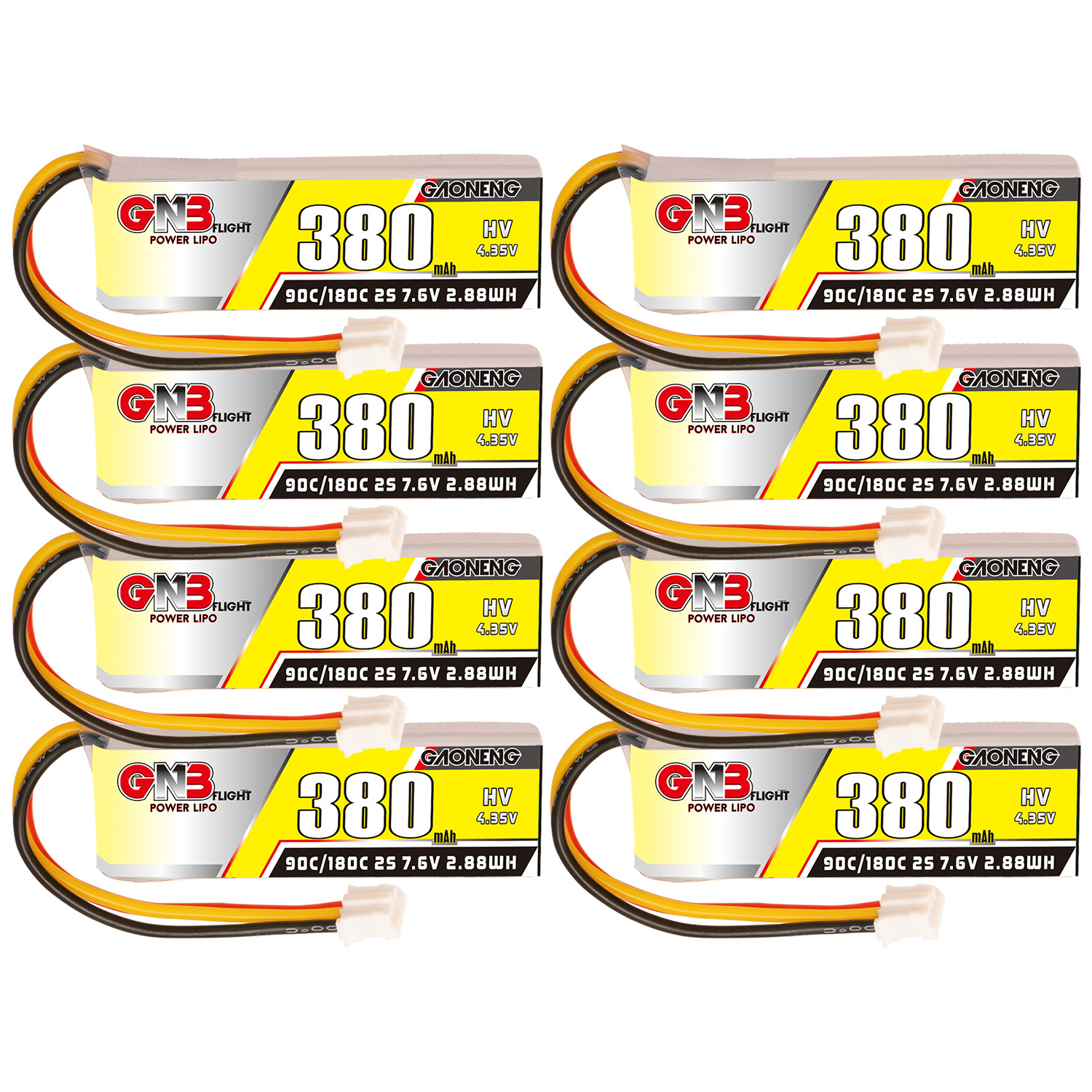 GAONENG GNB LiHV 2S 7.6V 380mAh 90C LiPo Battery PH2.0 3Pin Connector