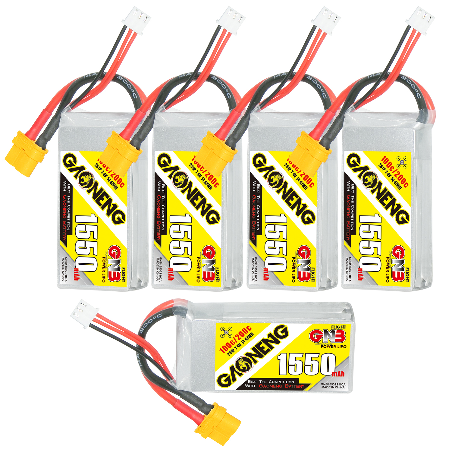 GAONENG GNB 2S 7.4V 1550mAh 100C XT60 LiPo Battery