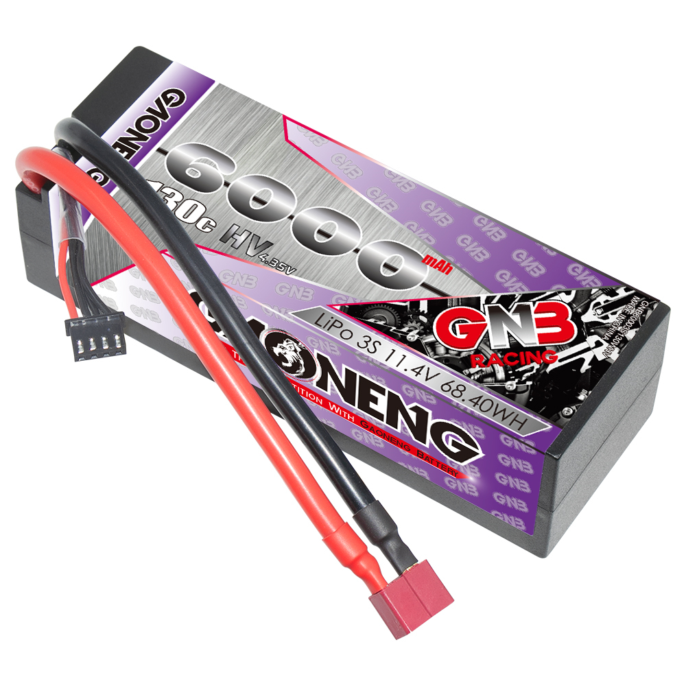 GAONENG GNB LiHV 3S 11.4V 6000mAh 130C Cabled Hard Case LiPo Battery T-PLUG