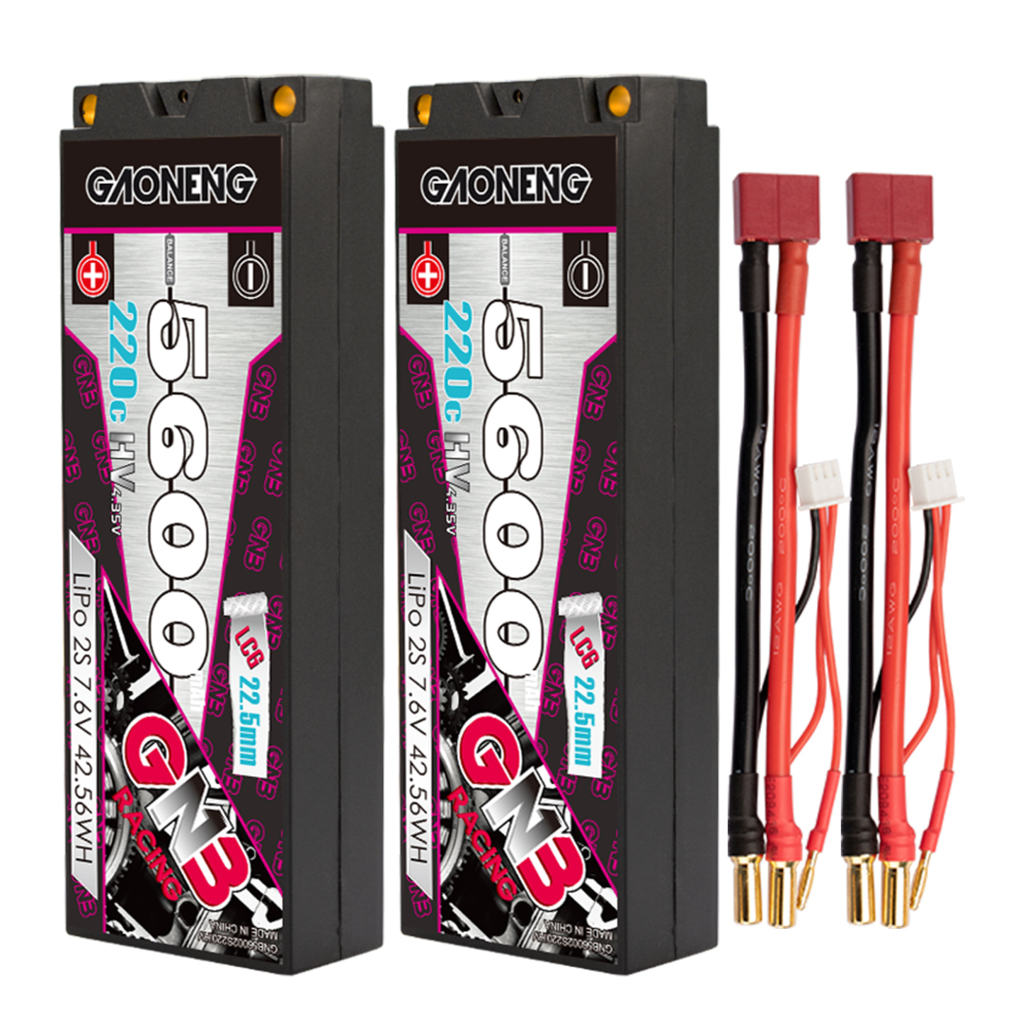 GAONENG GNB LiHV 2S 7.6V 5600mAh 220C Hard Case LCG LiPo Battery