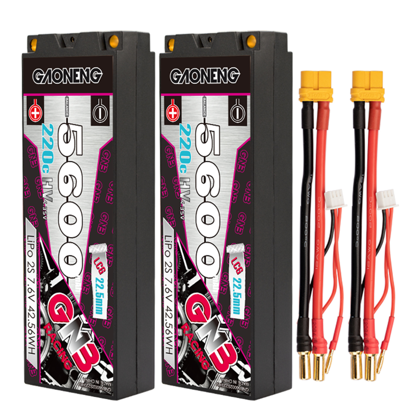 GAONENG GNB LiHV 2S 7.6V 5600mAh 220C Hard Case LCG LiPo Battery