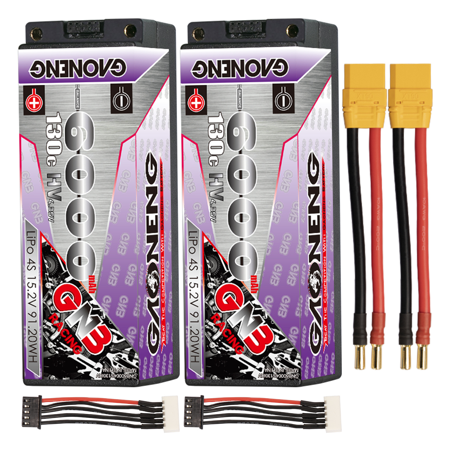 GAONENG GNB LiHV 4S 15.2V 6000mAh 130C 5mm Bullet Hard Case LiPo Battery