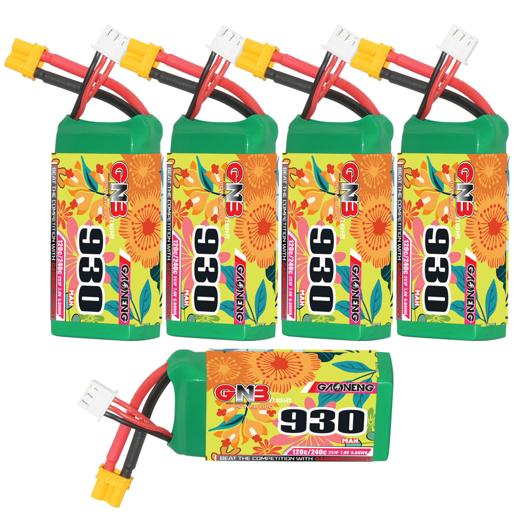 GAONENG GNB 2S 7.4V 930mAh 120C XT30 LiPo Battery