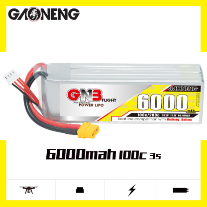 1PC - GAONENG GNB 3S 3S2P 11.1V 6000mAh 100C LiPo Battery XT60