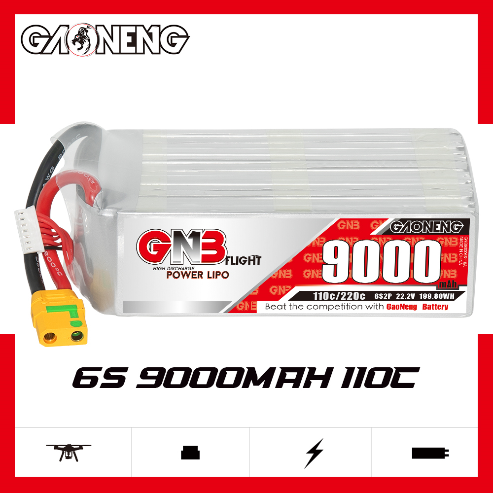 GAONENG GNB 6S 22.2V 9000mAh 110C RC LiPo Battery XT90S Anti Spark