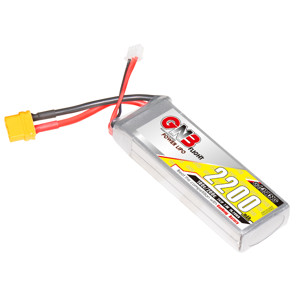 2PCS - GAONENG GNB 2S 7.4V 2200mAh 100C LiPo Battery XT60 Connector