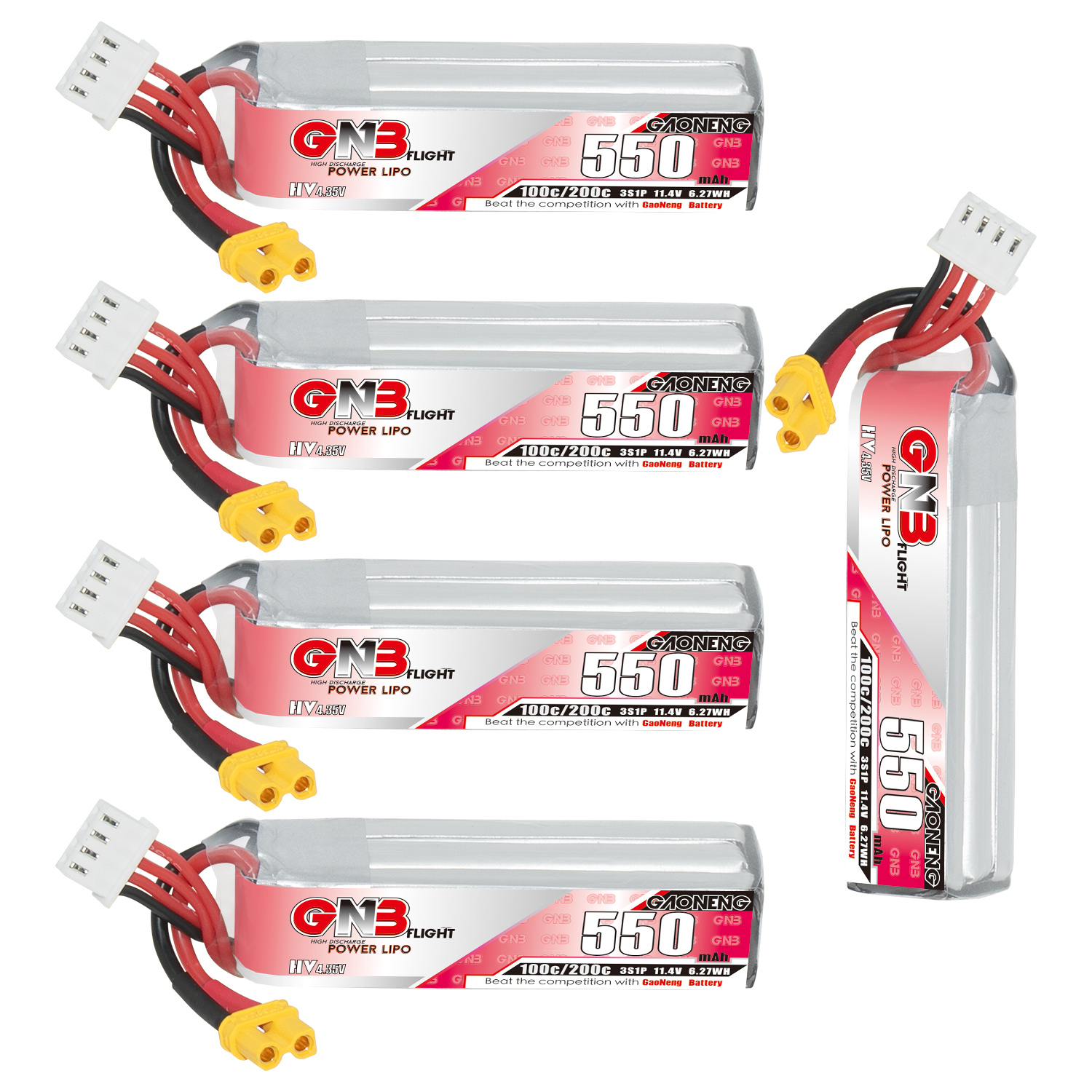 GAONENG GNB LiHV 3S 11.4V 550mAh 100C XT30 LiPo Battery Long Type