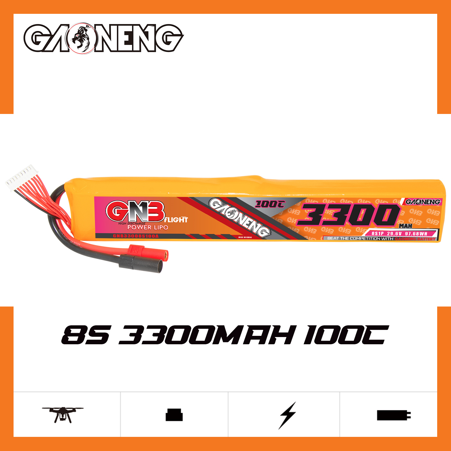 GAONENG GNB 8S 29.6V 3300mAh 100C LiPo Battery XT150