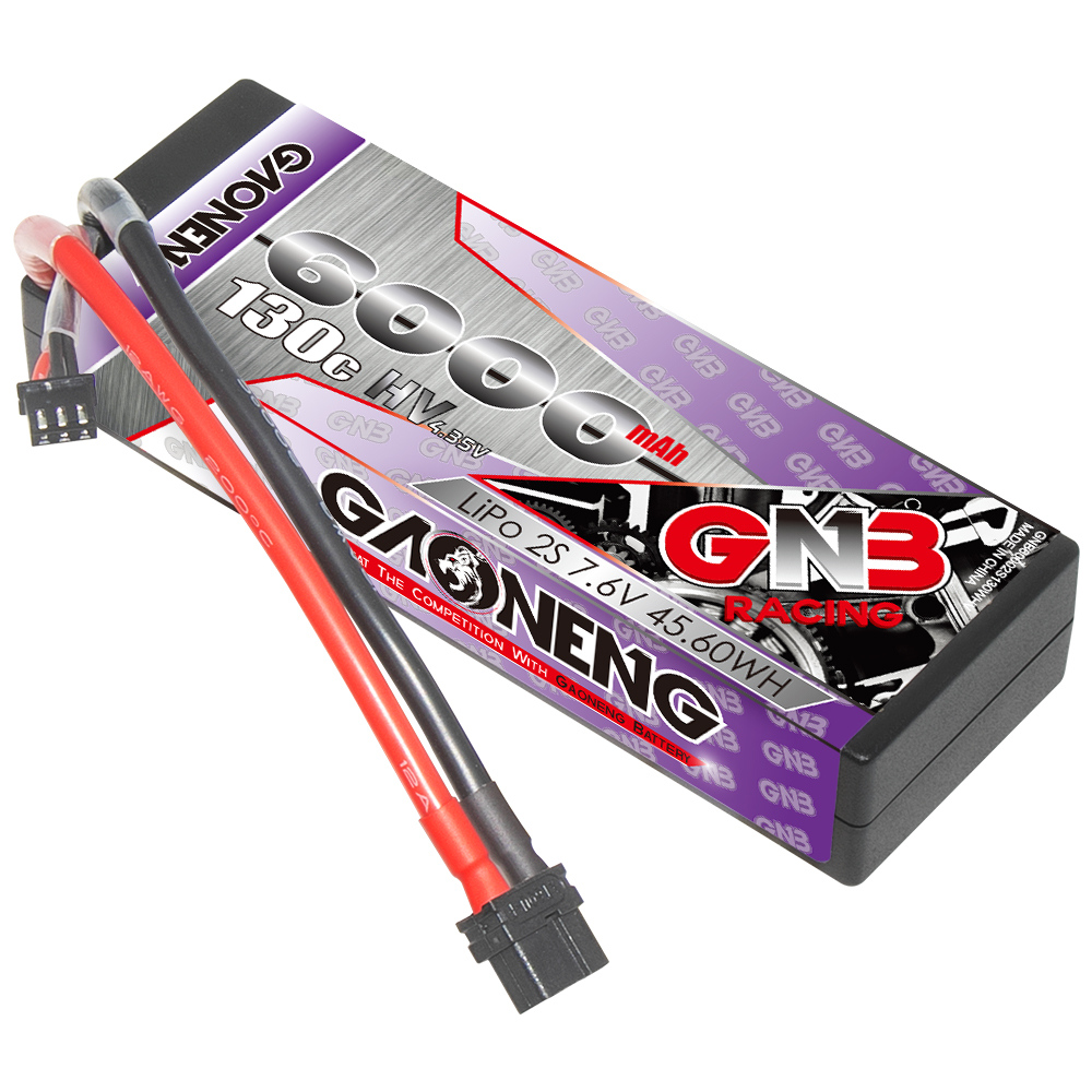 1PC - GAONENG GNB LiHV 2S 7.6V 6000mAh 130C Cabled Hard Case LiPo Battery XT60