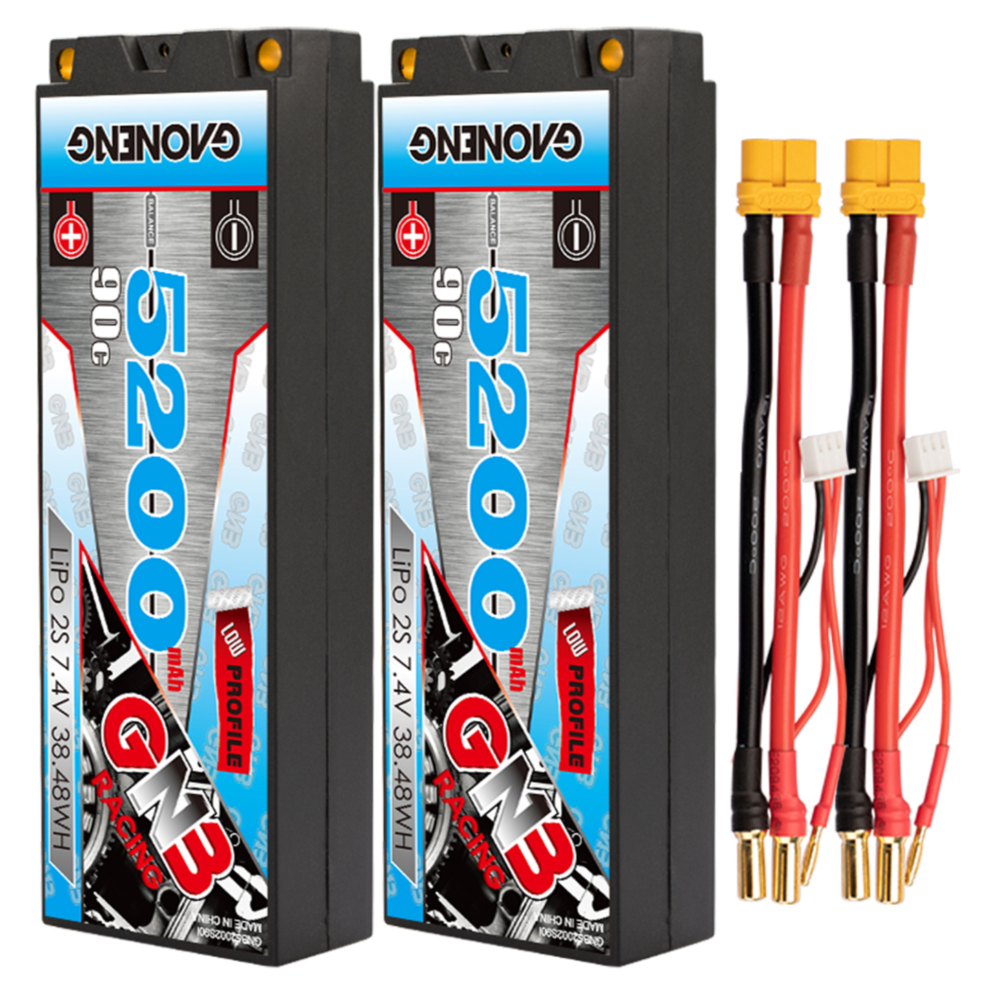 GAONENG GNB 2S 7.4V 5200mAh 90C 5mm Bullet Hard Case LiPo Battery