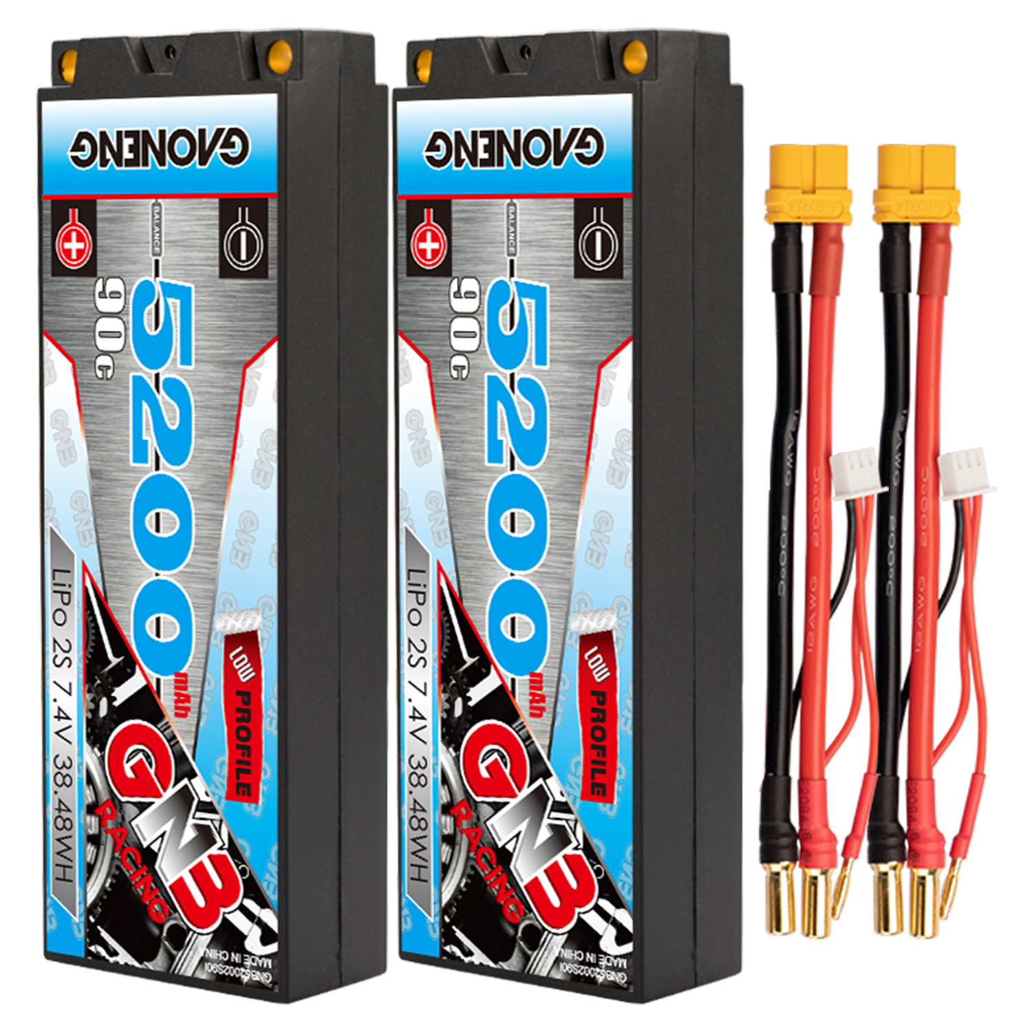 GAONENG GNB 2S 7.4V 5200mAh 90C 5mm Bullet Hard Case LiPo Battery