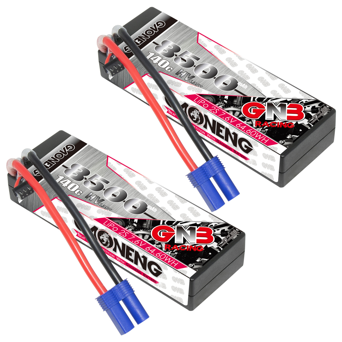GAONENG GNB LiHV 2S 7.6V 8500mAh 140C Cabled Hard Case LiPo Battery EC5