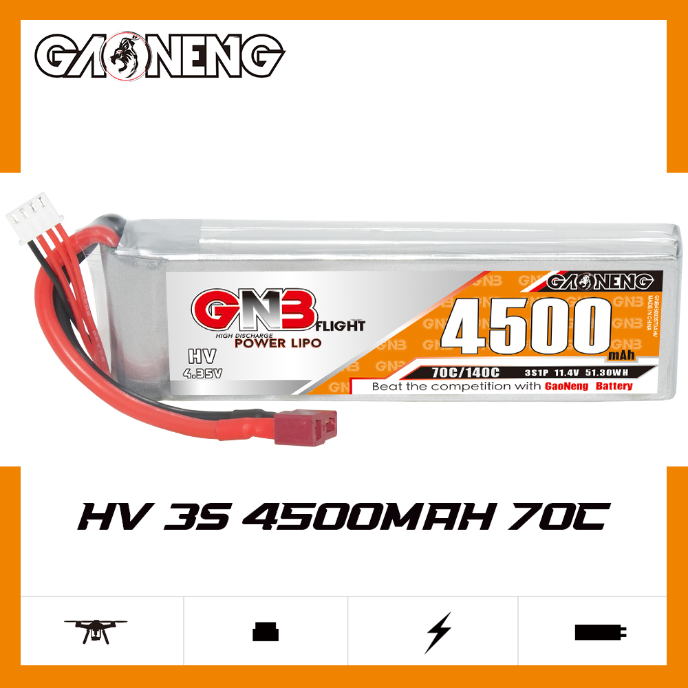 GAONENG GNB LiHV 3S 11.4V 4500mAh 70C LiPo Battery T-PLUG