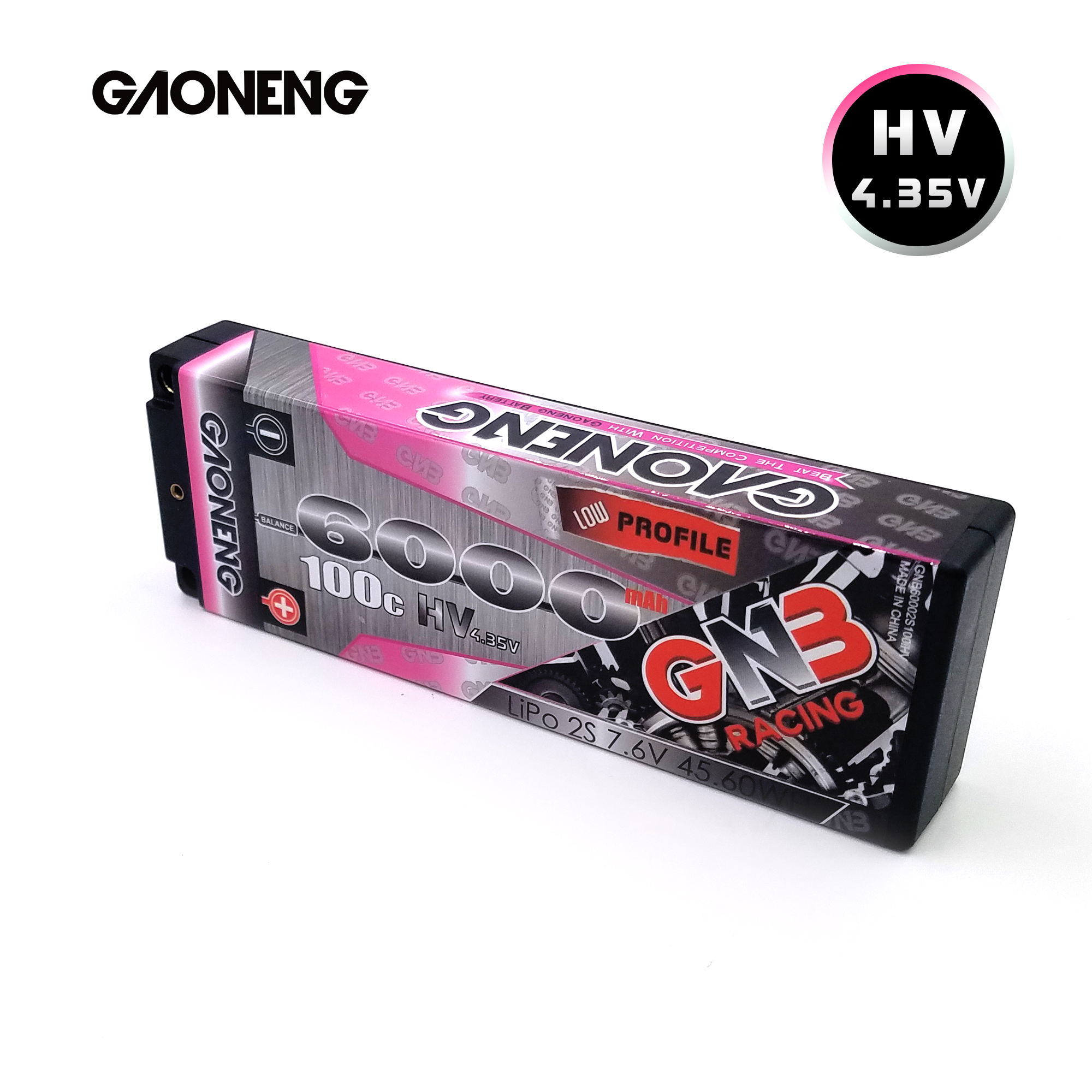 GAONENG GNB LiHV 2S 7.6V 6000mAh 100C 5mm Bullet Hard Case LCG LiPo Battery