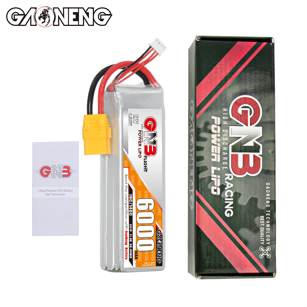 1PC - GAONENG GNB HV 3S 11.4V 6000mAh 70C LiPo Battery XT90