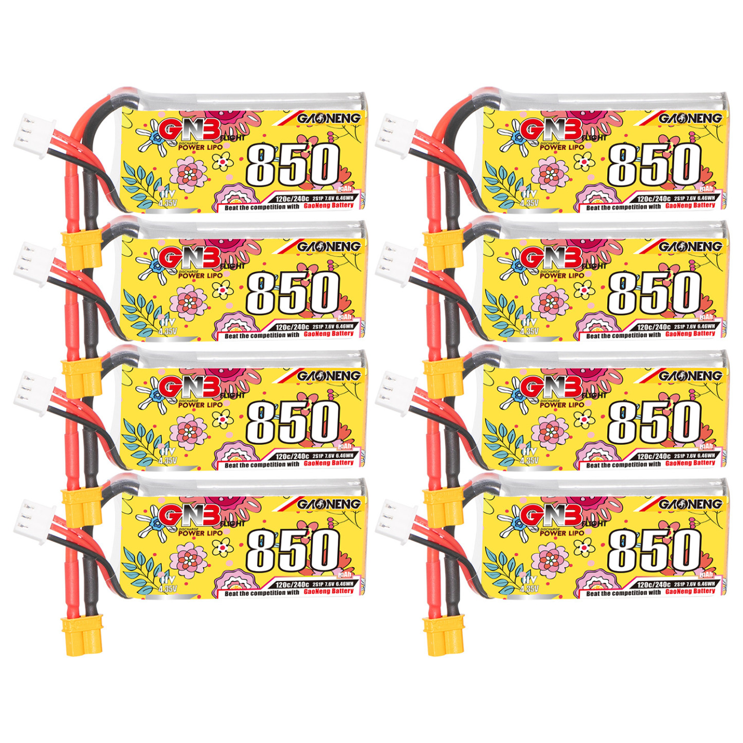GAONENG GNB LiHV 2S 7.6V 850mAh 120C XT30 LiPo Battery