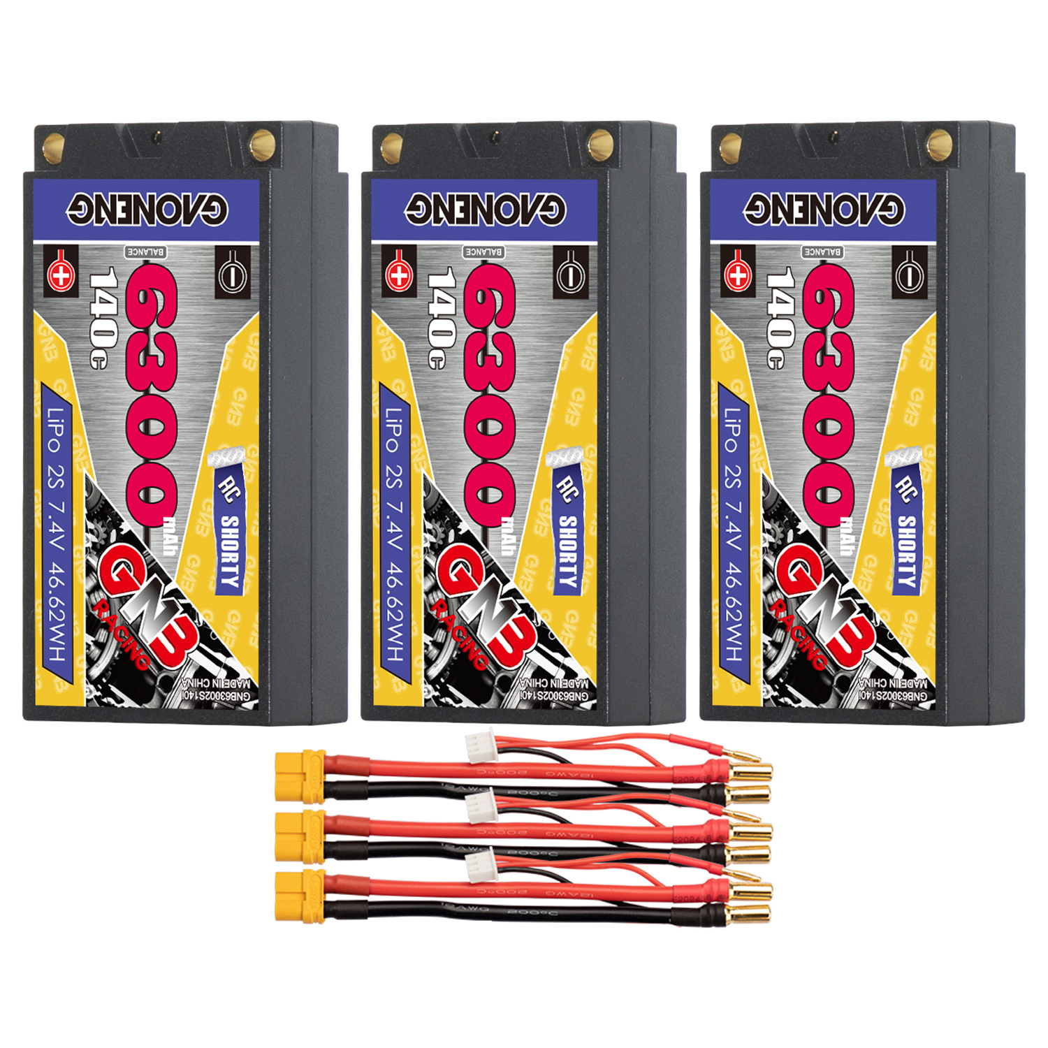 GAONENG GNB 2S 7.4V 6300mAh 140C Shorty 5mm Bullet Hard Case LiPo Battery