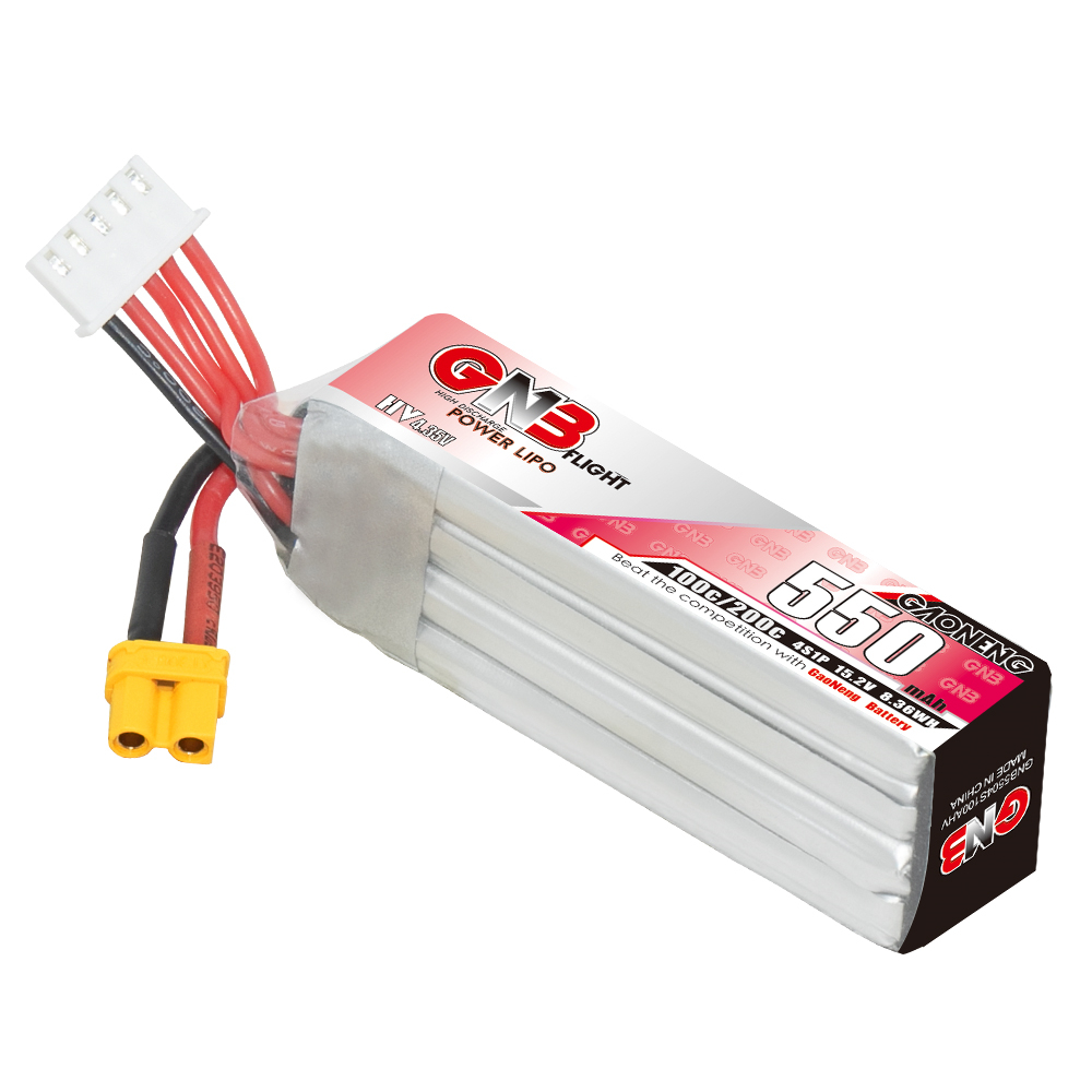 2PCS - GAONENG GNB LiHV 4S 15.2V 550mAh 100C XT30 LiPo Battery Long Type