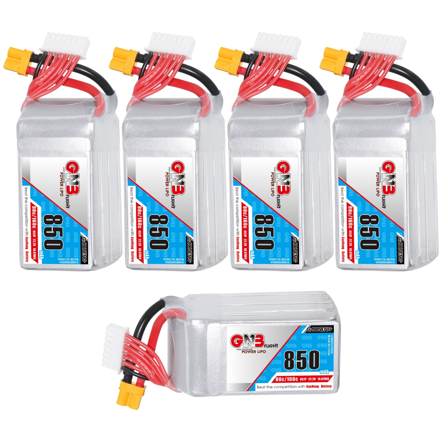 GAONENG GNB 6S 22.2V 850mAh 80C XT30 Connector LiPo Battery