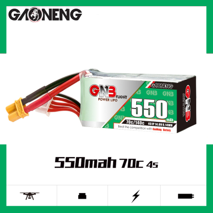 2PCS - GAONENG GNB 4S 14.8V 550mAh 70C XT30 LiPo Battery