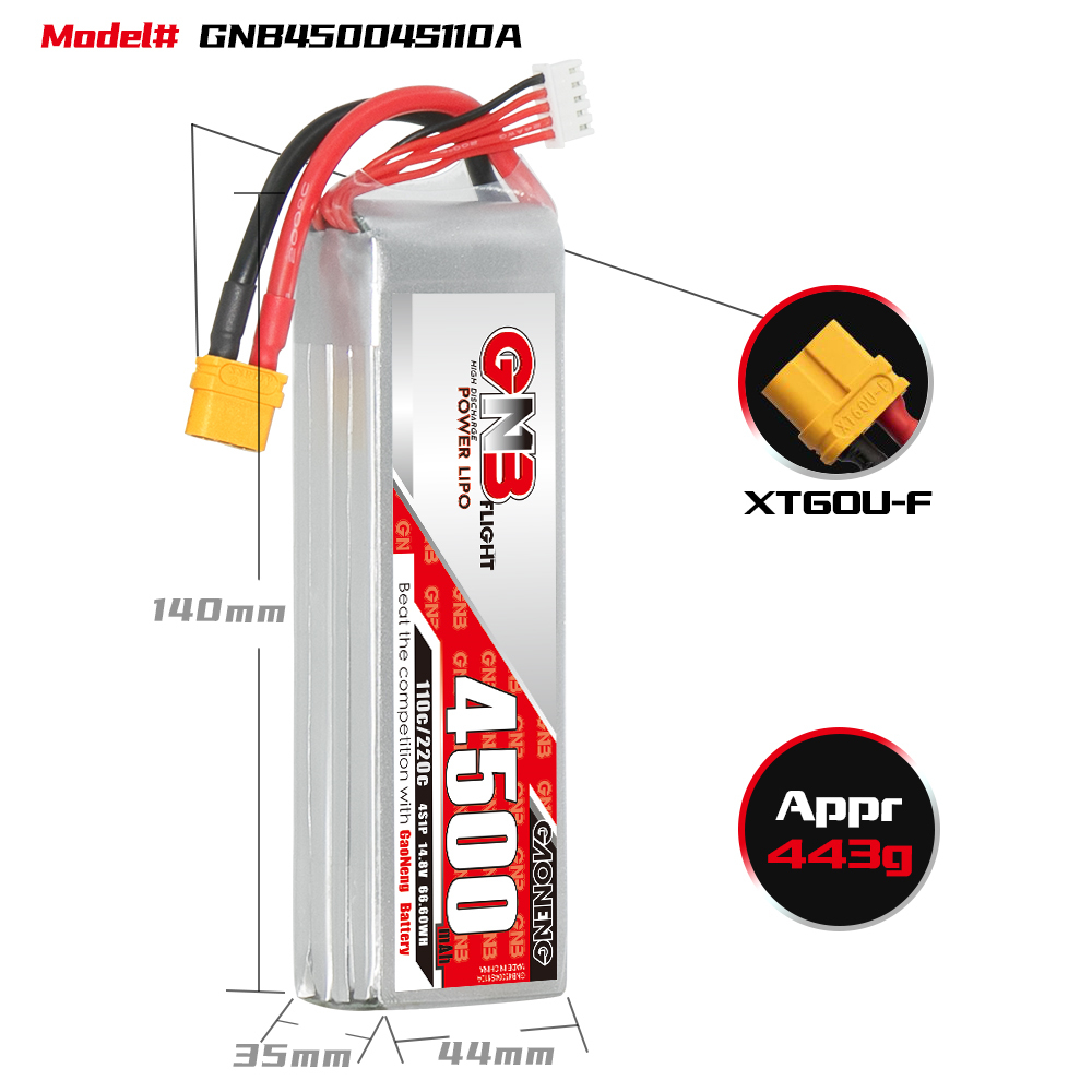 GAONENG GNB 4S 14.8V 4500mAh 110C LiPo Battery XT60