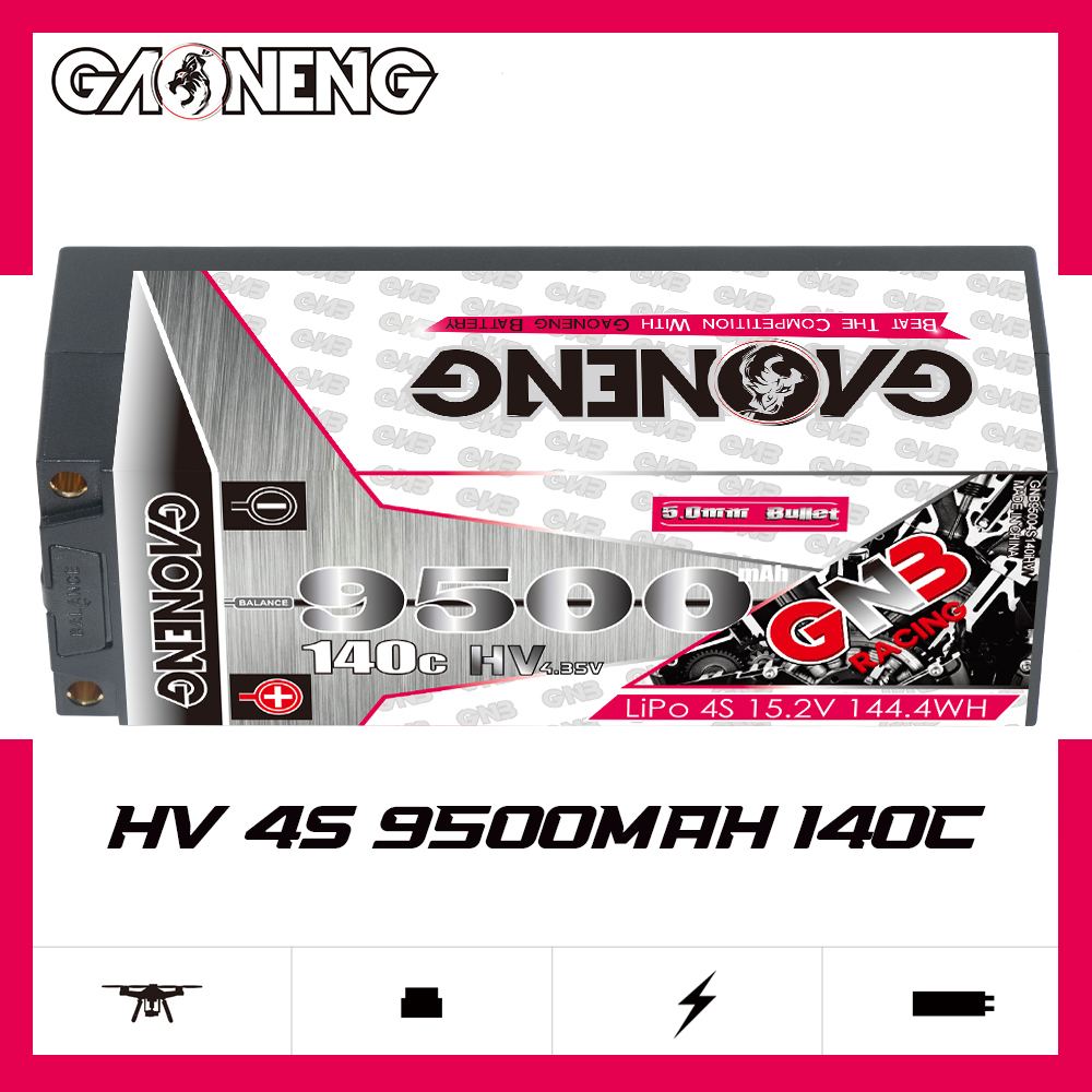 GAONENG GNB LiHV 4S 15.2V 9500mAh 140C 5mm Bullet Hard Case LiPo Battery