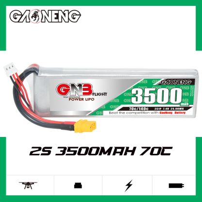 1PC - GAONENG GNB 2S 7.4V 3500mAh 70C LiPo Battery XT60