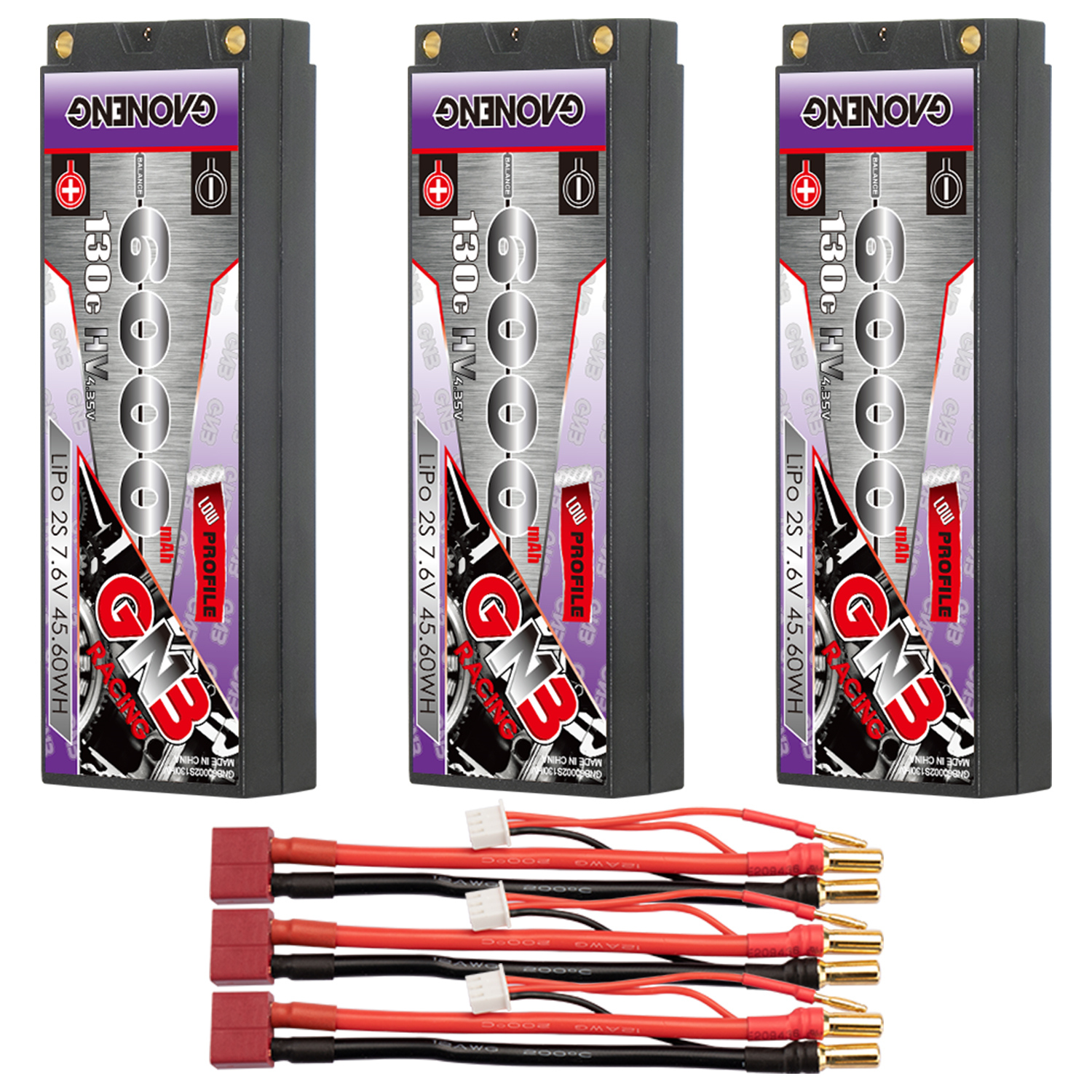 GAONENG GNB LiHV 2S 7.6V 6000mAh 130C LCG 5mm Bullet Hard Case LiPo Battery