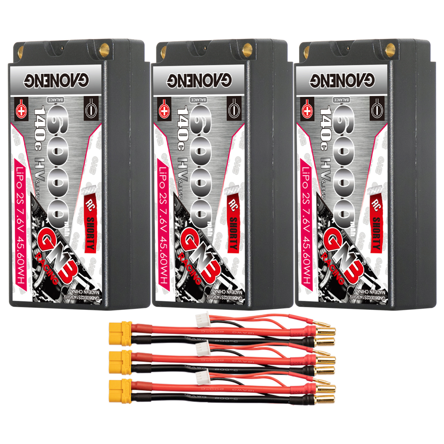 GAONENG GNB LiHV 2S 7.6V 6000mAh 140C Shorty 5mm Bullet Hard Case LiPo Battery