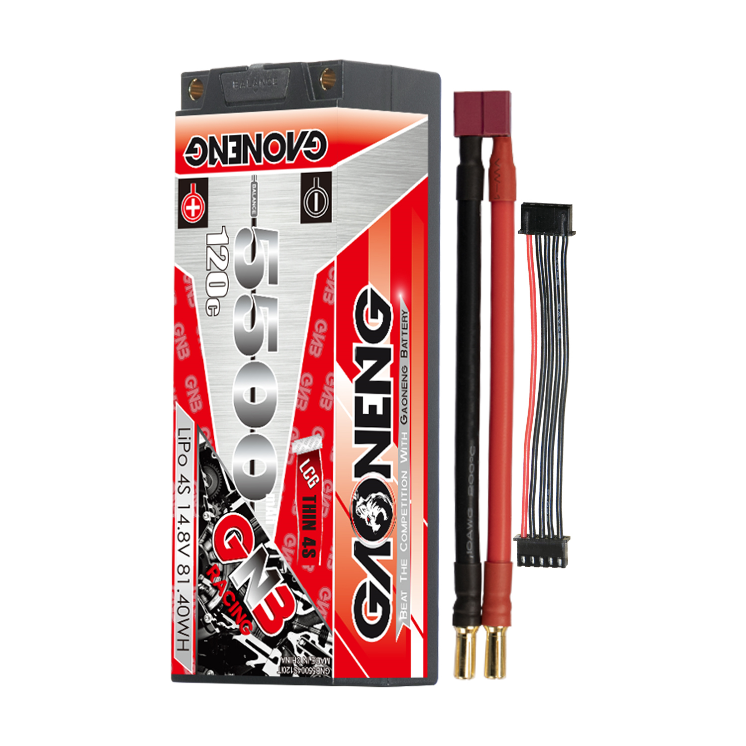 GAONENG GNB 4S 14.8V 5500mAh 120C 5mm Bullet Thin 4S LCG Hard Case LiPo Battery